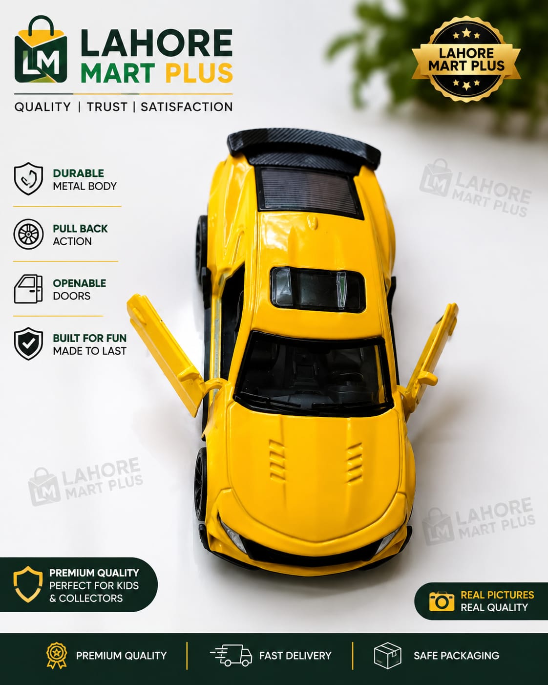 Yellow Lamborghini Aventador LP700-4 diecast metal toy car front vertical view